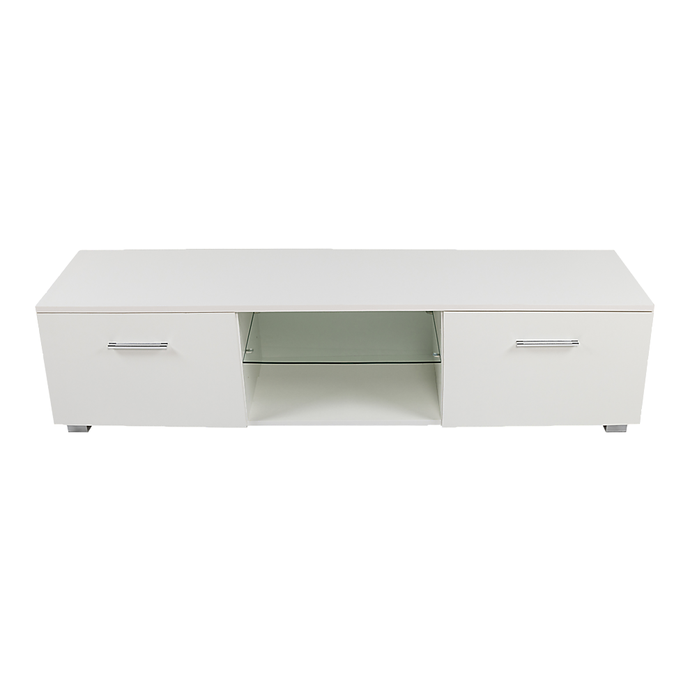 TV Cabinet Entertainment Unit Stand High Gloss Storage Shelf 140cm White-Entertainment Unit-PEROZ Accessories