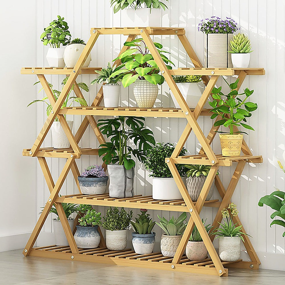 Bamboo Multilayer Flower Plant Bonsai Rack Shelf Stand Porch Lawn Patio-Furniture > Office-PEROZ Accessories