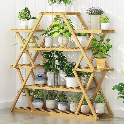 Bamboo Multilayer Flower Plant Bonsai Rack Shelf Stand Porch Lawn Patio-Furniture > Office-PEROZ Accessories