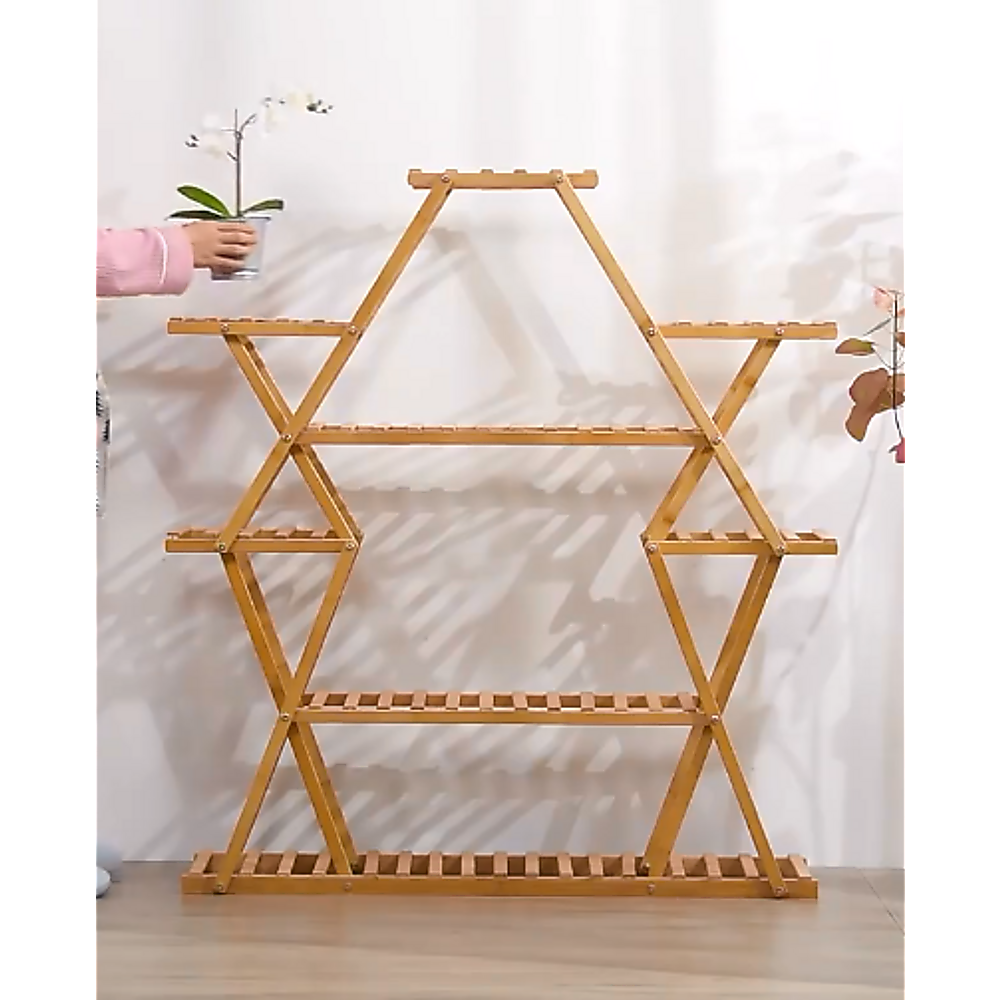 Bamboo Multilayer Flower Plant Bonsai Rack Shelf Stand Porch Lawn Patio-Furniture > Office-PEROZ Accessories