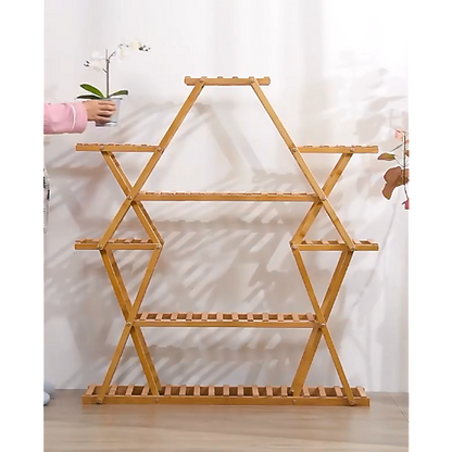 Bamboo Multilayer Flower Plant Bonsai Rack Shelf Stand Porch Lawn Patio-Furniture > Office-PEROZ Accessories