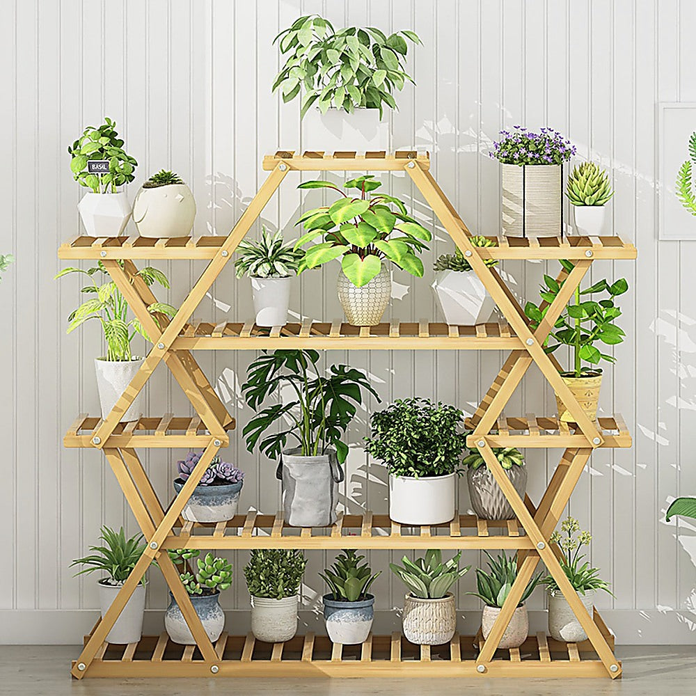 Bamboo Multilayer Flower Plant Bonsai Rack Shelf Stand Porch Lawn Patio-Furniture > Office-PEROZ Accessories