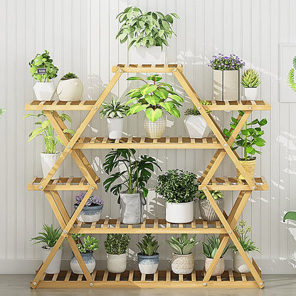 Bamboo Multilayer Flower Plant Bonsai Rack Shelf Stand Porch Lawn Patio-Furniture > Office-PEROZ Accessories