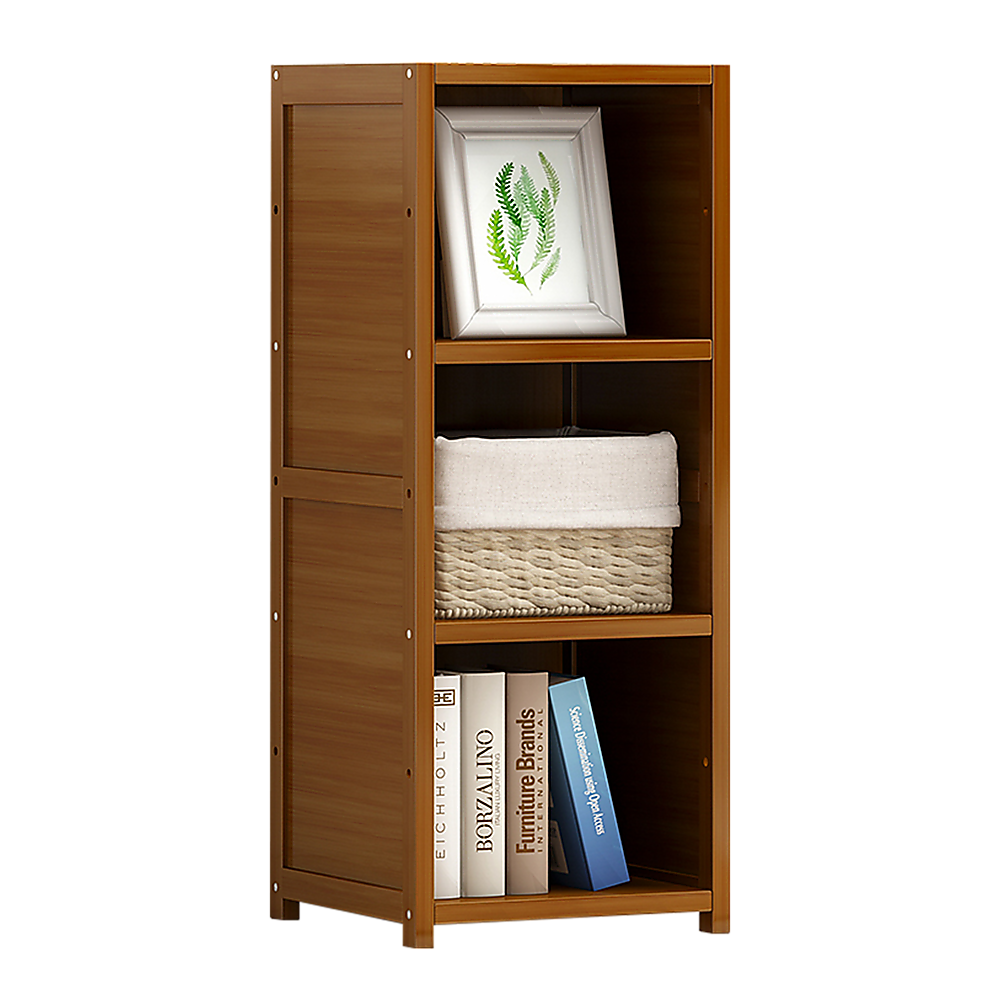 Bamboo Adjustable 3-Shelf Bookcase – Display Storage Rack Stand for Living Room, Bedroom, Office or Home Décor-Bookcases &amp; Shelves-PEROZ Accessories