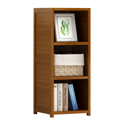 Bamboo Adjustable 3-Shelf Bookcase – Display Storage Rack Stand for Living Room, Bedroom, Office or Home Décor-Bookcases &amp; Shelves-PEROZ Accessories
