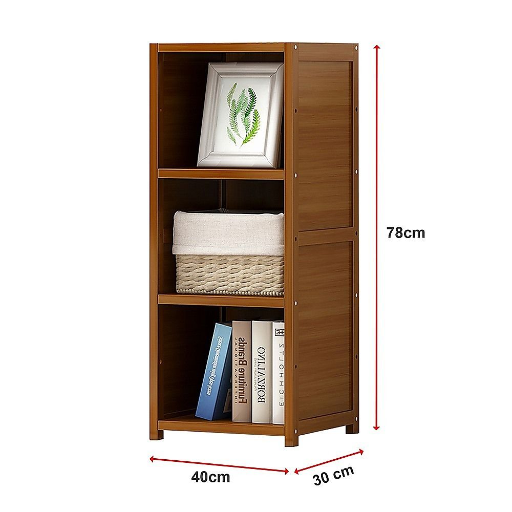 Bamboo Adjustable 3-Shelf Bookcase – Display Storage Rack Stand for Living Room, Bedroom, Office or Home Décor-Bookcases &amp; Shelves-PEROZ Accessories