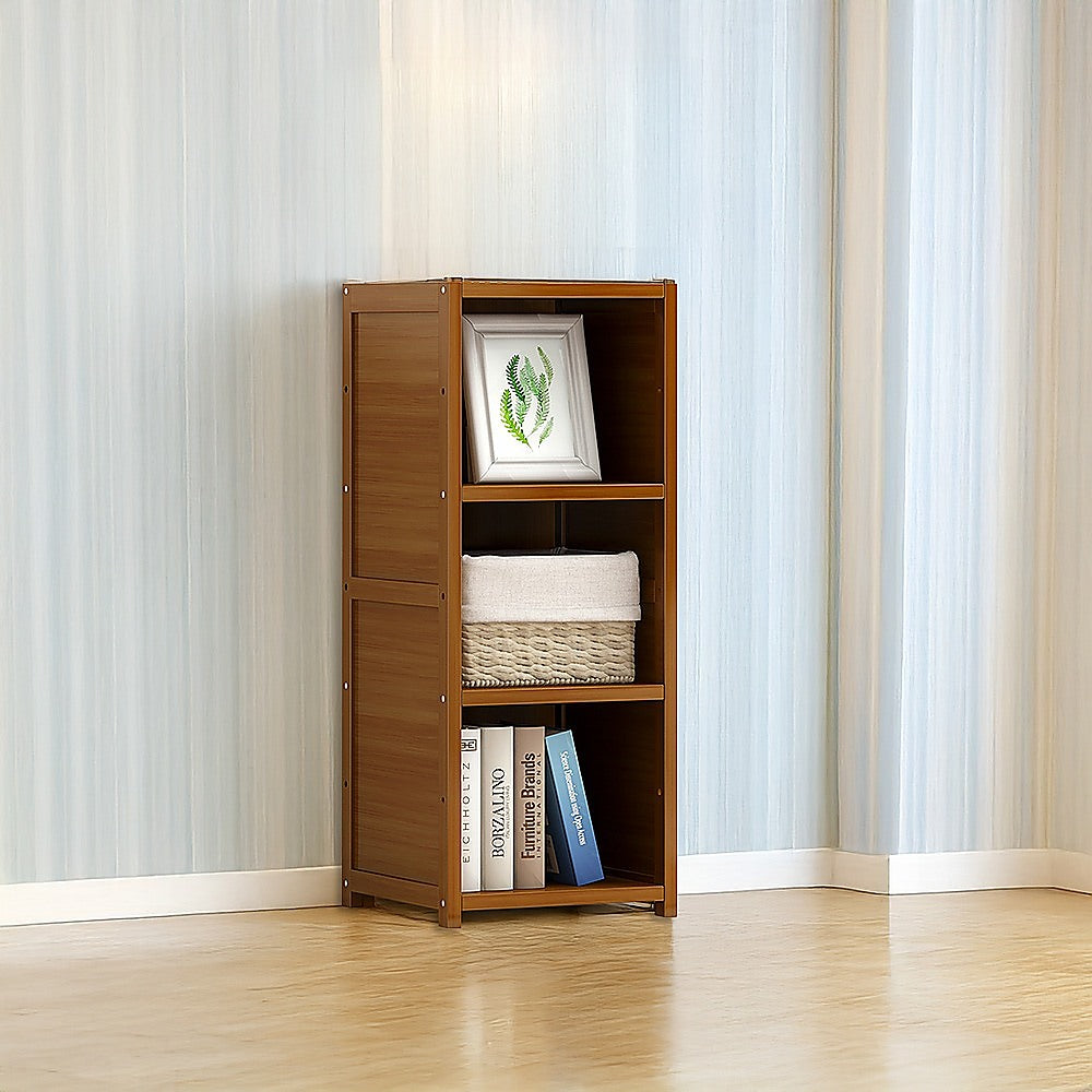Bamboo Adjustable Shelf Bookcase Display Storage Rack Stand Livingroom Bedroom-Bookcases &amp; Shelves-PEROZ Accessories