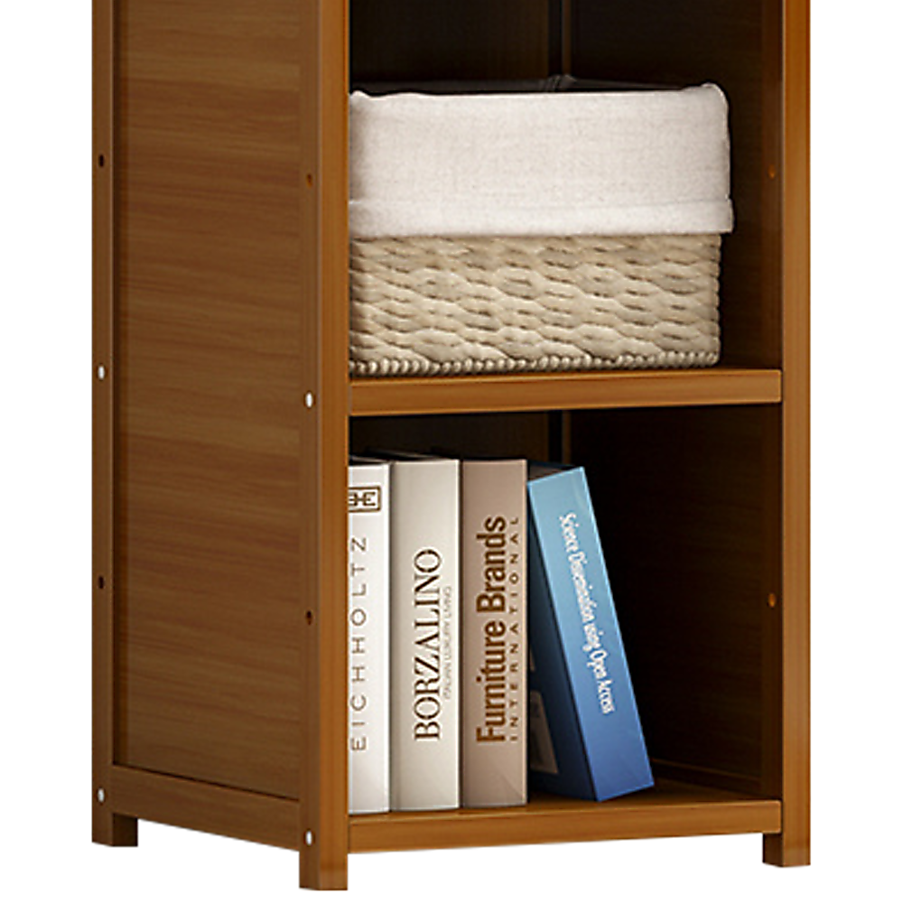 Bamboo 4-Shelf Bookcase – Adjustable Display Storage Rack Stand for Living Room, Bedroom, Office or Home Organisation-Bookcases &amp; Shelves-PEROZ Accessories