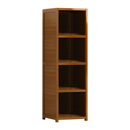 Bamboo 4-Shelf Bookcase – Adjustable Display Storage Rack Stand for Living Room, Bedroom, Office or Home Organisation-Bookcases &amp; Shelves-PEROZ Accessories