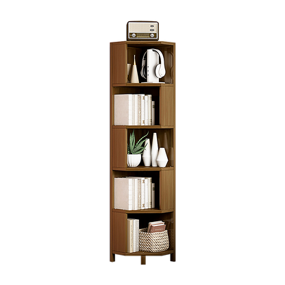 5-Shelf Corner Bookcase Industrial Bookshelf Display Storage Stand-Bookcases &amp; Shelves-PEROZ Accessories