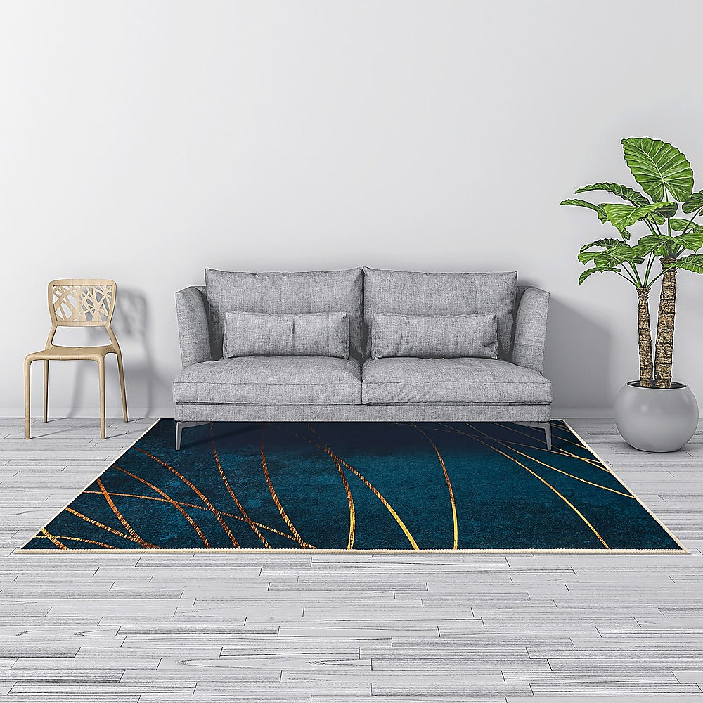 200x300cm Large Floor Teal Blue Rug – Modern Area Carpet for Bedroom, Living Room, Lounge or Home Décor Mat-Furniture &gt; Office-PEROZ Accessories