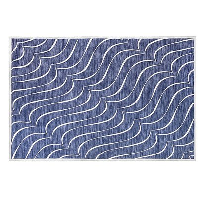 200x300cm Large Floor Blue Wave Lines Rug – Modern Area Carpet for Bedroom, Living Room, Lounge or Home Décor Mat-Furniture &gt; Office-PEROZ Accessories