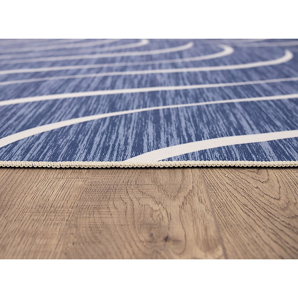 200x300cm Large Floor Blue Wave Lines Rug – Modern Area Carpet for Bedroom, Living Room, Lounge or Home Décor Mat-Furniture &gt; Office-PEROZ Accessories