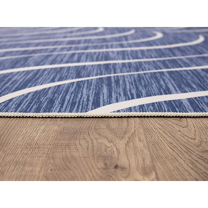 200x300cm Large Floor Blue Wave Lines Rug – Modern Area Carpet for Bedroom, Living Room, Lounge or Home Décor Mat-Furniture &gt; Office-PEROZ Accessories