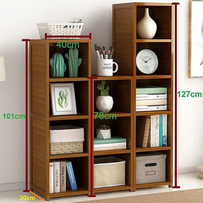 3 Piece Bamboo Adjustable Shelf Set – Bookcase Display Storage Rack Stand-Bookcases &amp; Shelves-PEROZ Accessories
