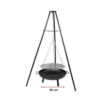 Tripod Garden Fire Pit BBQ – Cast Iron &amp; Steel Round Outdoor Fire Bowl-BBQs-PEROZ Accessories