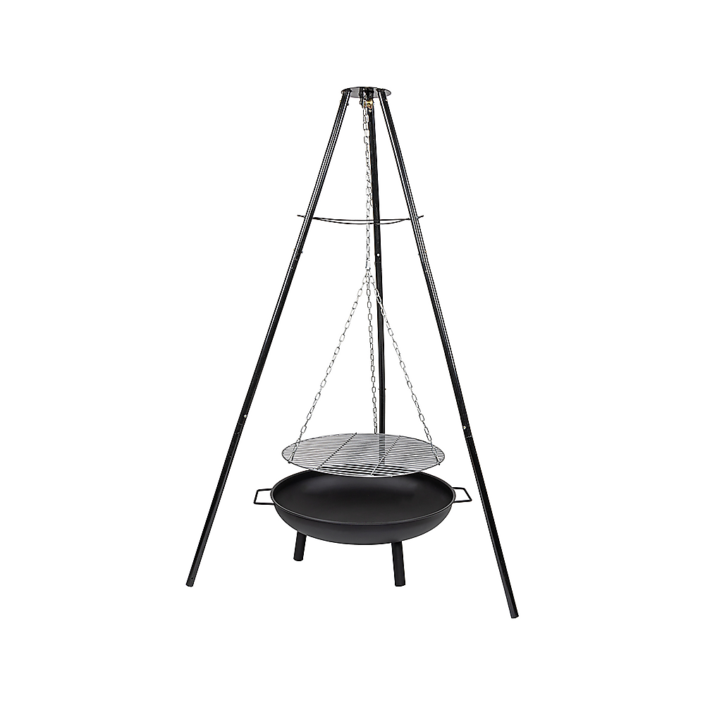 Tripod Garden Fire Pit BBQ Barbecue Cast Iron &amp; Steel Fire Pit Bowl Round-BBQs-PEROZ Accessories