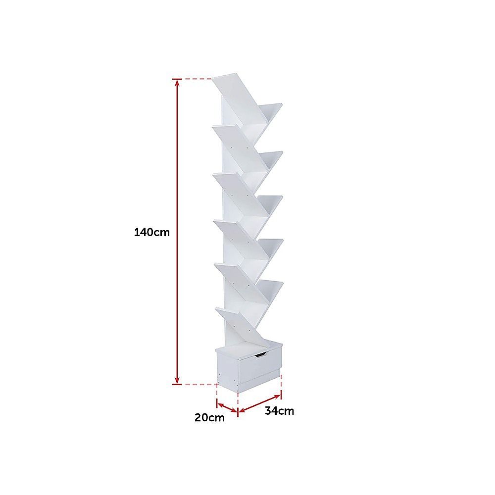 Tree Bookshelf Bookcase Book Organizer 12-Tier Multipurpose Shelf Display Racks-Bookcases &amp; Shelves-PEROZ Accessories