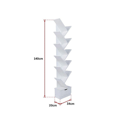 Tree Bookshelf Bookcase Book Organizer 12-Tier Multipurpose Shelf Display Racks-Bookcases &amp; Shelves-PEROZ Accessories