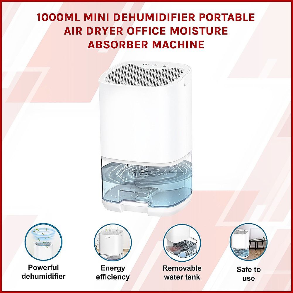 1000ML Mini Dehumidifier Portable Air Dryer Office Moisture Absorber Machine-Aroma Diffusers &amp; Humidifiers-PEROZ Accessories