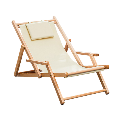 Premium Foldable Wooden Sling Chair Outdoor Patio Lounge Chair with Head Cushion-Baby &amp; Kids > Baby &amp; Kid&