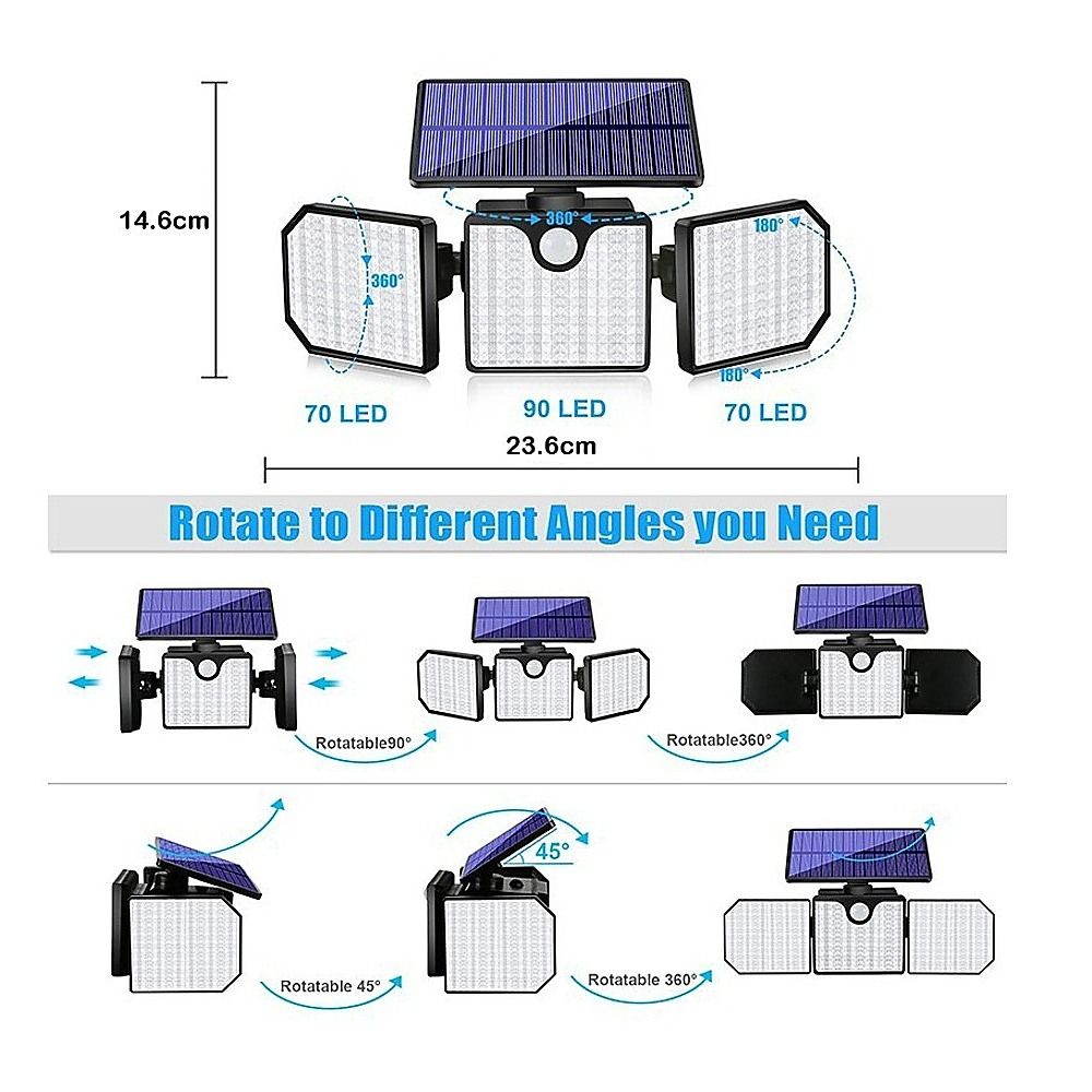 230 LED Solar Lights Outdoor 260LM Waterproof Motion Sensor Security Wall Lamp-Home &amp; Garden > Home &amp; Garden Others-PEROZ Accessories