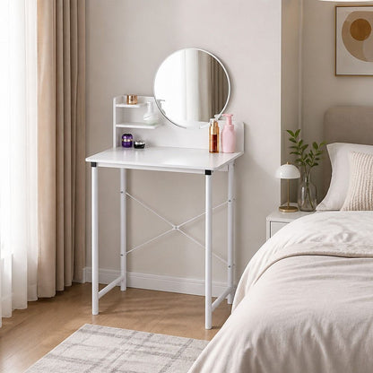 White Dressing Table with Mirror – Makeup Vanity Desk for Bedroom-Furniture > Sofas > Sofas &amp; Sofa Beds-PEROZ Accessories
