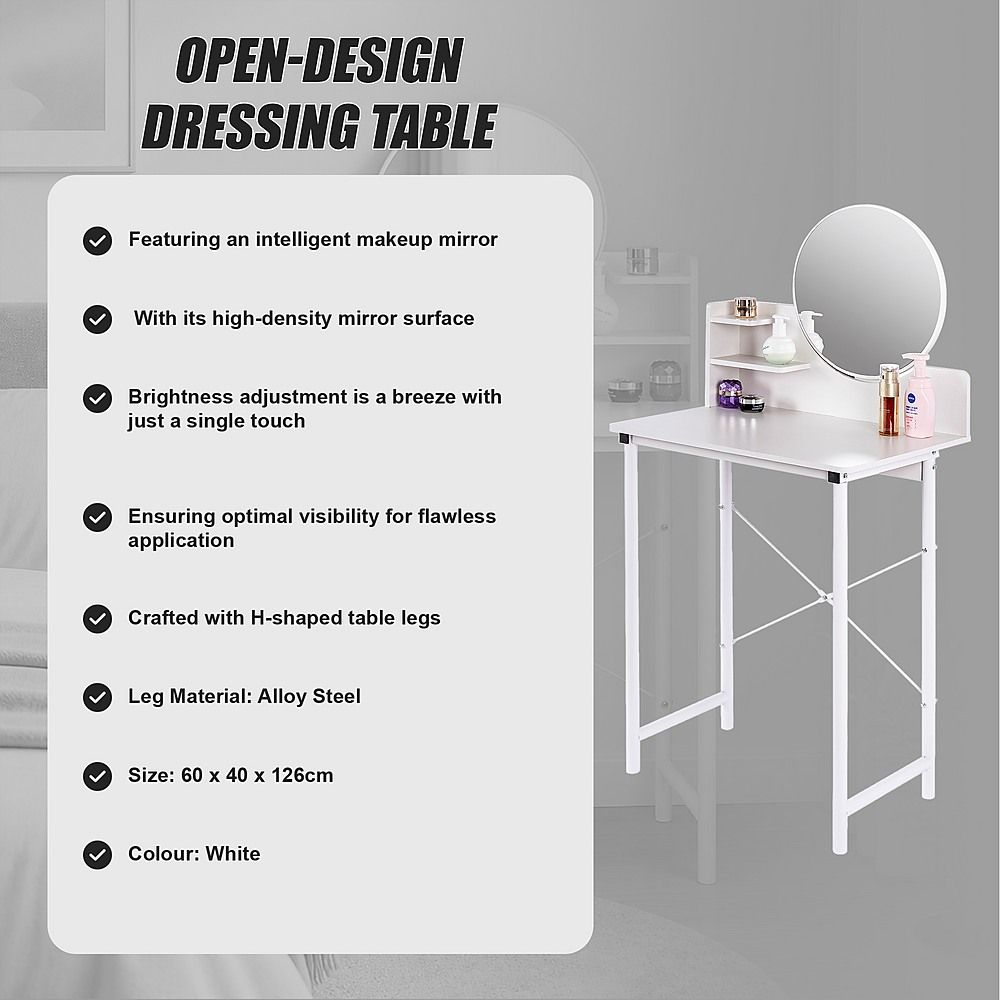 White Dressing Table with Mirror – Makeup Vanity Desk for Bedroom-Furniture > Sofas > Sofas &amp; Sofa Beds-PEROZ Accessories