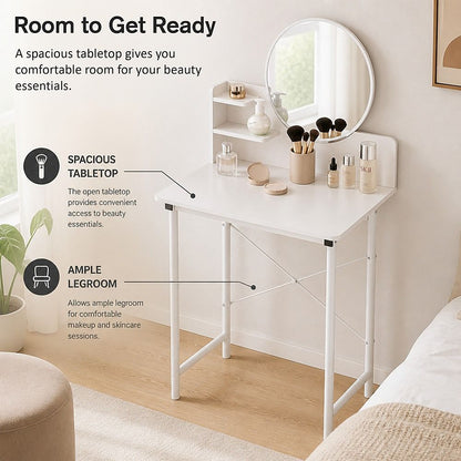 White Dressing Table with Mirror – Makeup Vanity Desk for Bedroom-Furniture > Sofas > Sofas &amp; Sofa Beds-PEROZ Accessories