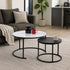 Set of 2 Coffee Table Round Marble Nesting Side End Table Furniture-Furniture > Living Room > Coffee Tables-PEROZ Accessories