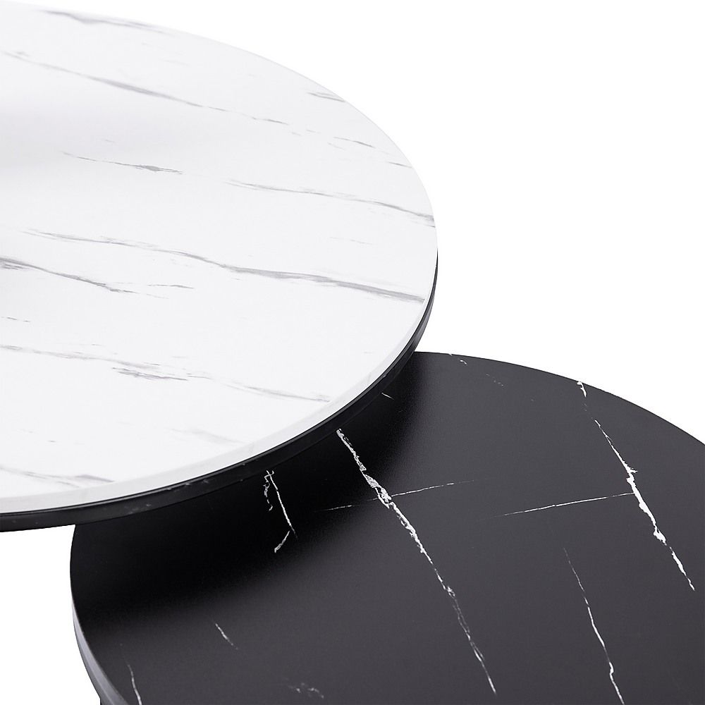 Set of 2 Coffee Table Round Marble Nesting Side End Table Furniture-Furniture > Living Room > Coffee Tables-PEROZ Accessories