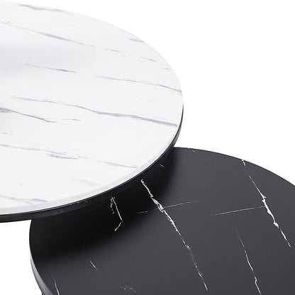 Set of 2 Coffee Table Round Marble Nesting Side End Table Furniture-Furniture > Living Room > Coffee Tables-PEROZ Accessories