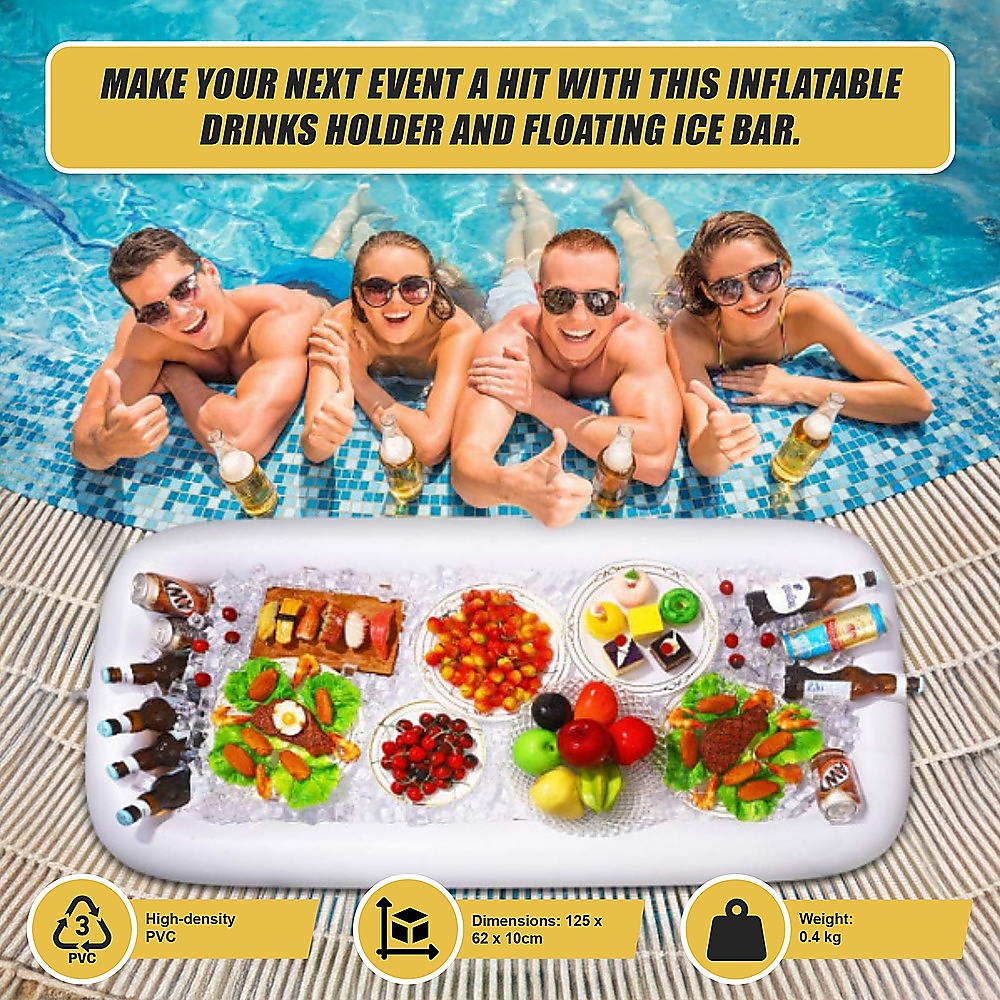 Inflatable Drinks Holder Floating Ice Bar Pool Party-Home &amp; Garden &gt; Pool &amp; Accessories &gt; Pool Toys &amp; Inflatables-PEROZ Accessories