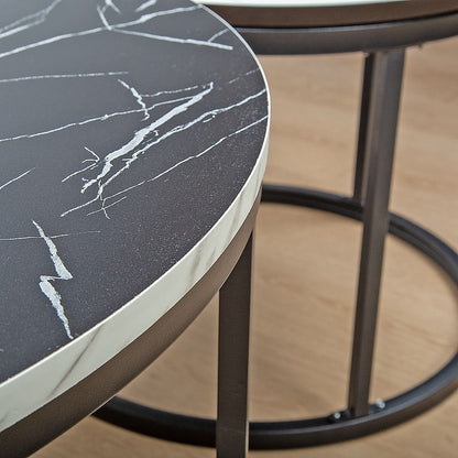 Coffee Table Round Marble Design Nesting Side Furniture-Furniture > Living Room > Coffee Tables-PEROZ Accessories