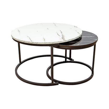 Coffee Table Round Marble Design Nesting Side Furniture-Furniture > Living Room > Coffee Tables-PEROZ Accessories