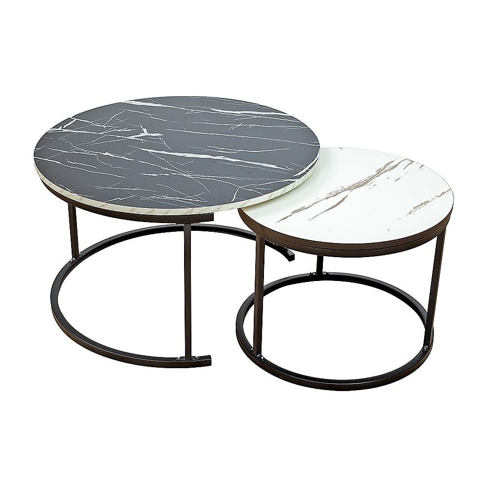 Coffee Table Round Marble Design Nesting Side Furniture-Furniture > Living Room > Coffee Tables-PEROZ Accessories