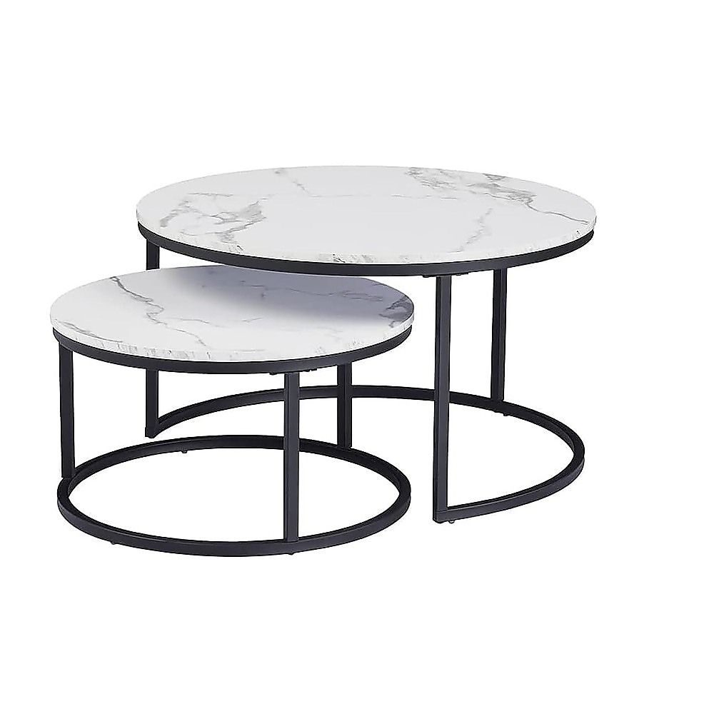 Coffee Table Round Marble Design Nesting Side Furniture-Furniture > Living Room > Coffee Tables-PEROZ Accessories