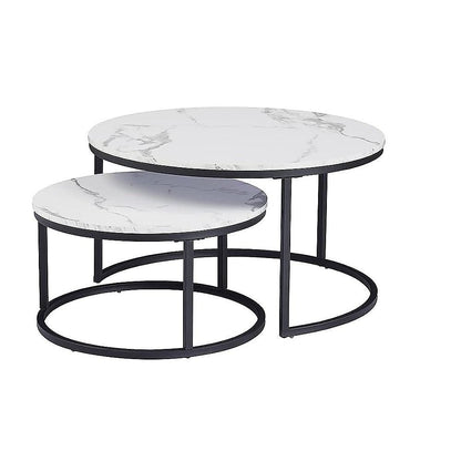 Coffee Table Round Marble Design Nesting Side Furniture-Furniture > Living Room > Coffee Tables-PEROZ Accessories