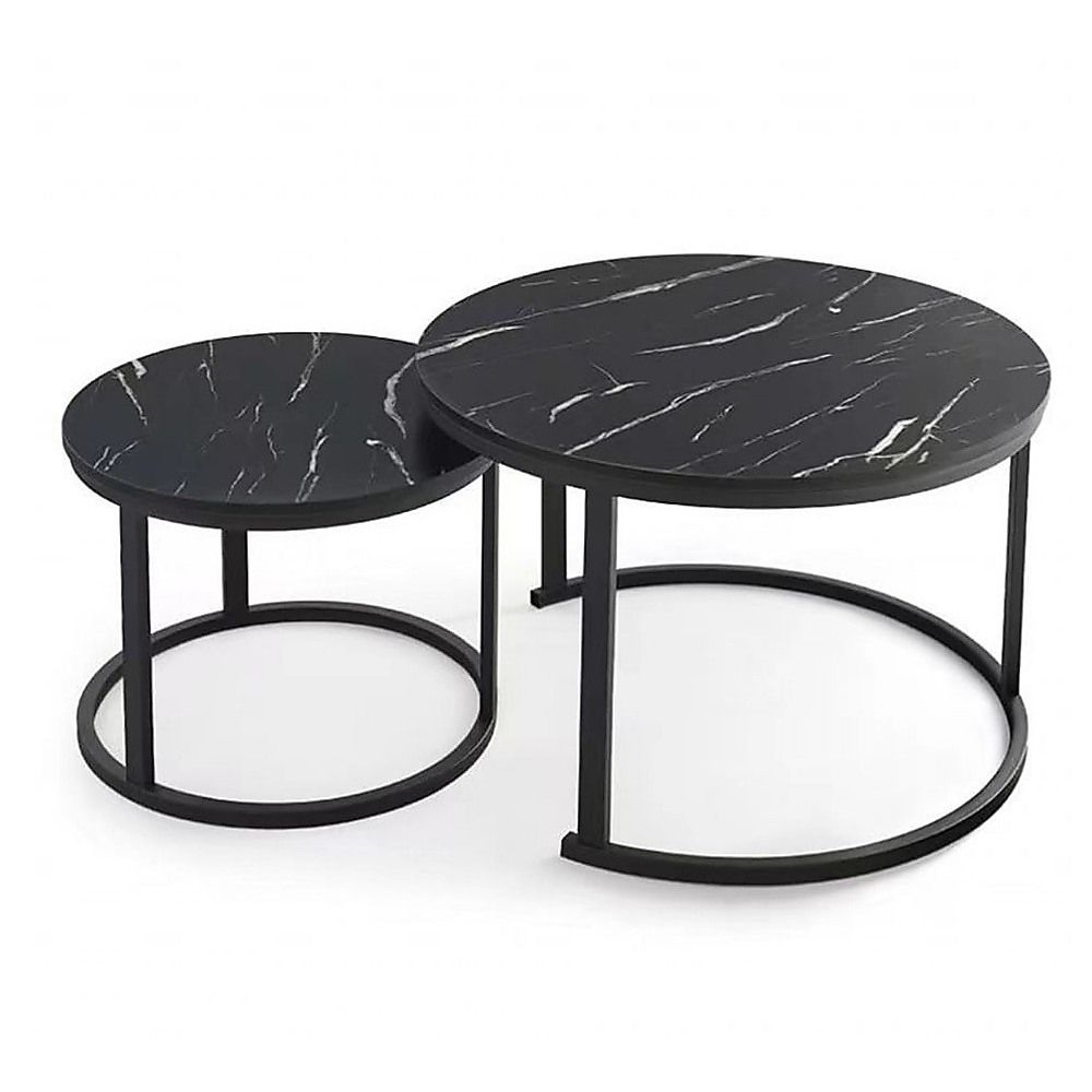Coffee Table Round Marble Design Nesting Side Furniture-Furniture > Living Room > Coffee Tables-PEROZ Accessories