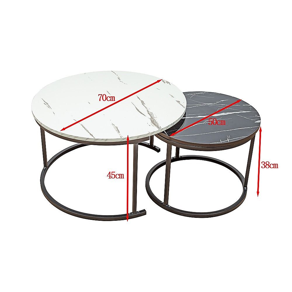 Coffee Table Round Marble Design Nesting Side Furniture-Furniture > Living Room > Coffee Tables-PEROZ Accessories