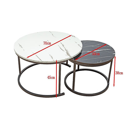 Coffee Table Round Marble Design Nesting Side Furniture-Furniture > Living Room > Coffee Tables-PEROZ Accessories