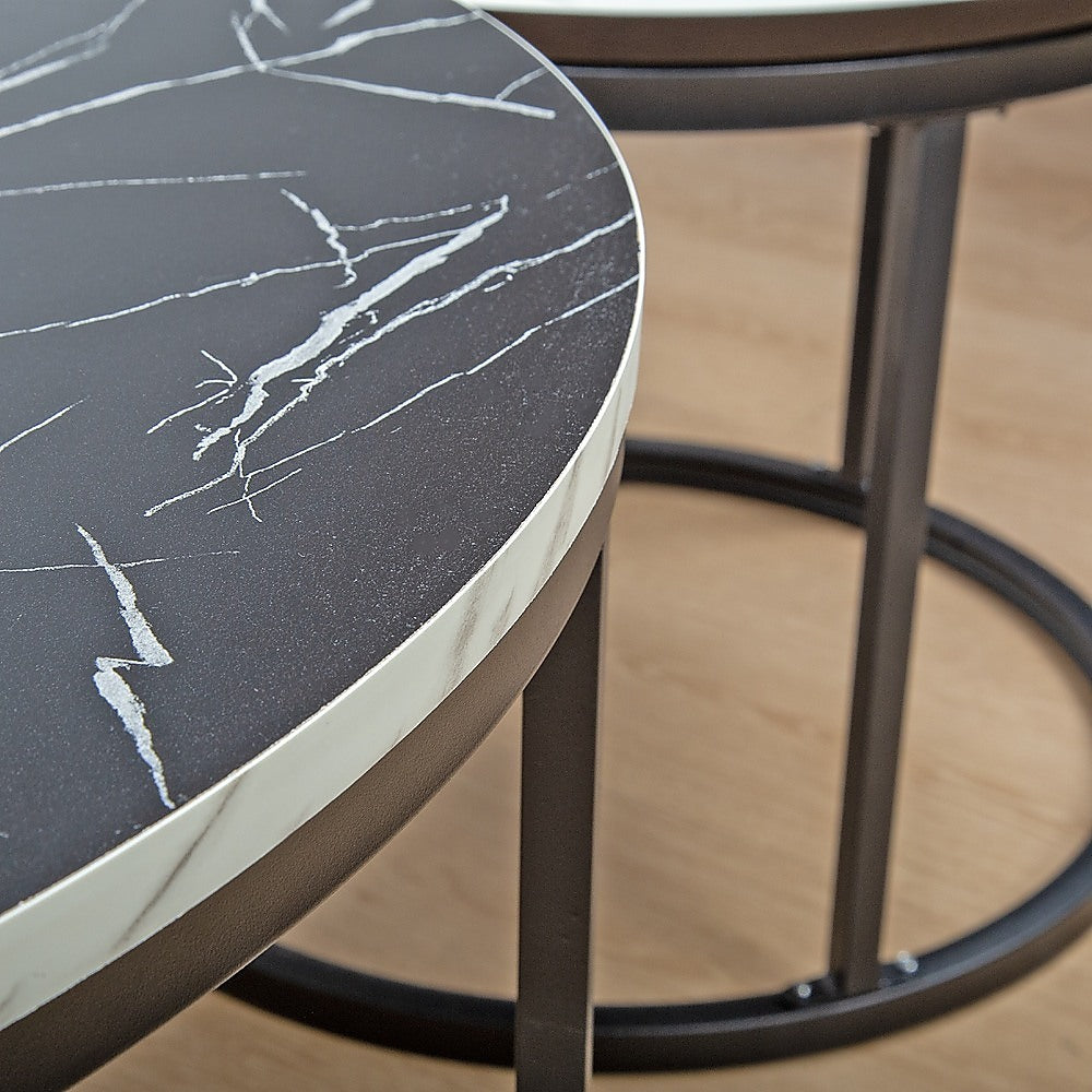 Coffee Table Round Marble Design Nesting Side Furniture-Furniture > Living Room > Coffee Tables-PEROZ Accessories