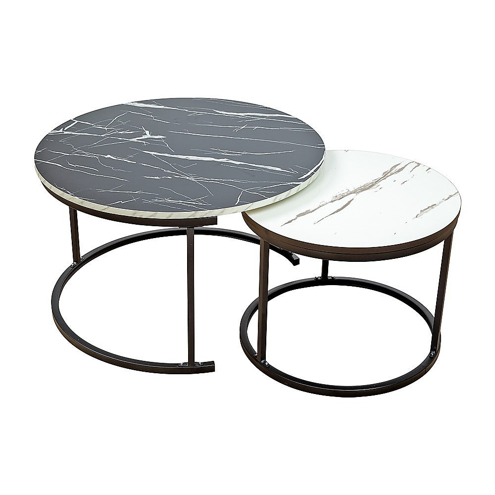 Coffee Table Round Marble Design Nesting Side Furniture-Furniture > Living Room > Coffee Tables-PEROZ Accessories