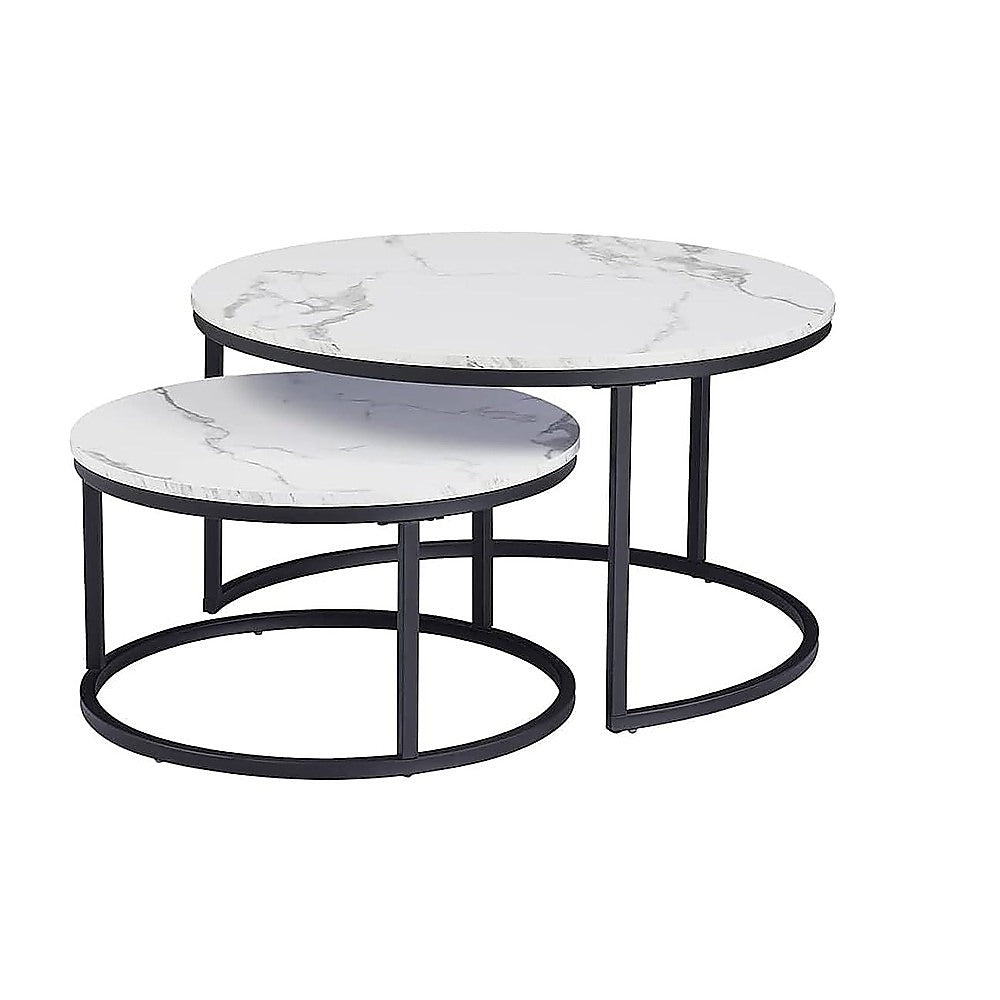 Coffee Table Round Marble Design Nesting Side Furniture-Furniture > Living Room > Coffee Tables-PEROZ Accessories