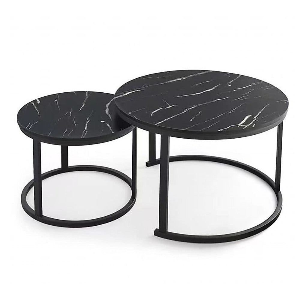 Coffee Table Round Marble Design Nesting Side Furniture-Furniture > Living Room > Coffee Tables-PEROZ Accessories
