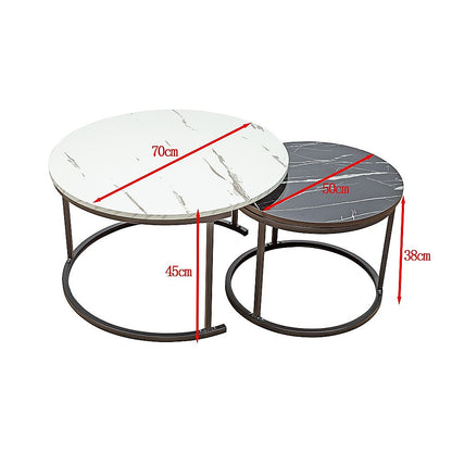 Coffee Table Round Marble Design Nesting Side Furniture-Furniture > Living Room > Coffee Tables-PEROZ Accessories