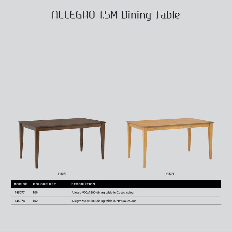 Allergo Dining Table 150cm Timber Dining Table - Natural-Furniture > Dining > Dining Tables-PEROZ Accessories