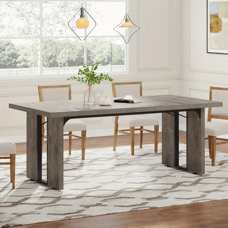 NNETMLT Rustic Rectangular Dining Table-Furniture > Dining > Dining Tables-PEROZ Accessories