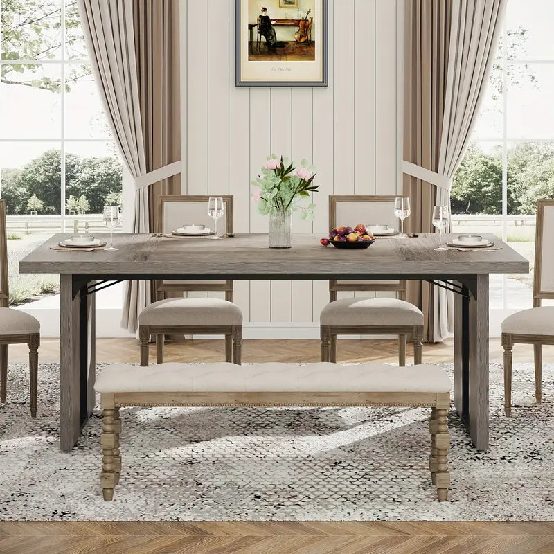 NNETMLT Rustic Rectangular Dining Table-Furniture > Dining > Dining Tables-PEROZ Accessories