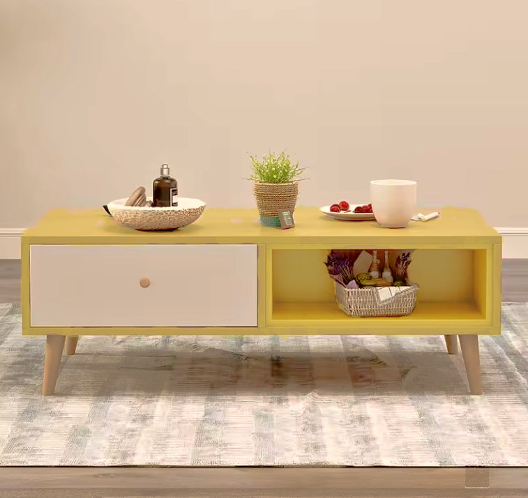 NNECN Coffee Table with Storage Drawer and Open Shelf-Furniture > Living Room > Coffee Tables-PEROZ Accessories